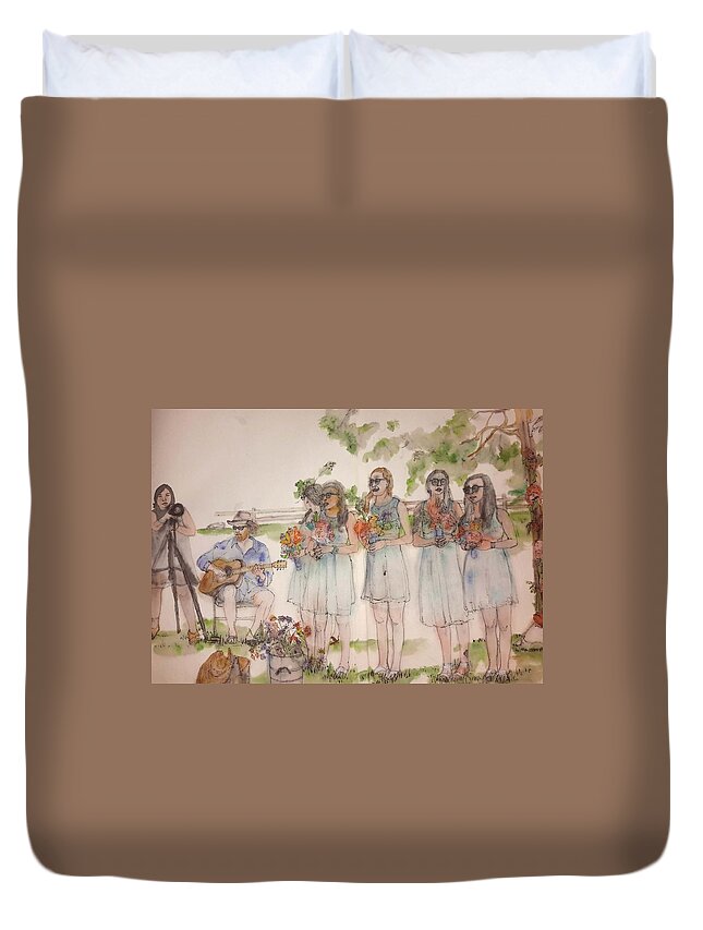 Wedding. Summer Duvet Cover featuring the painting The Wedding Album #9 by Debbi Saccomanno Chan