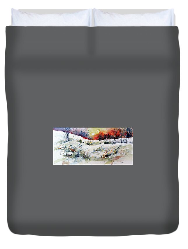 Winter Duvet Cover featuring the painting Winter #9 by Kovacs Anna Brigitta