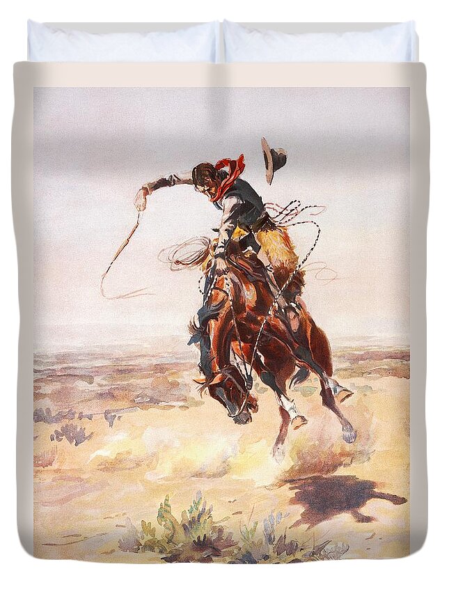 Charles Russell Duvet Cover featuring the digital art A Bad Hoss by Charles Russell