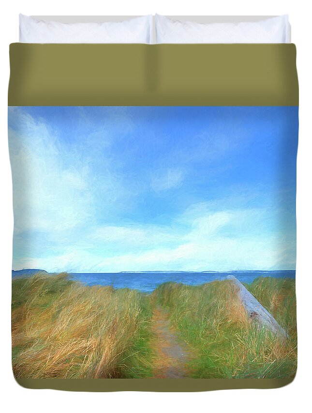 Greeting Card Duvet Cover featuring the photograph A Beach Path by Allan Van Gasbeck