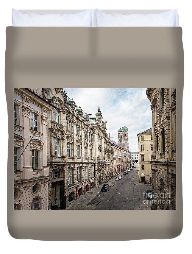 Bavaria Duvet Cover featuring the photograph A beautiful look at the Frauenkirche by Hannes Cmarits