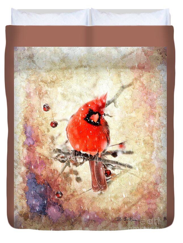Northern Cardinal Duvet Cover featuring the photograph A Beautiful Thing by Betty LaRue