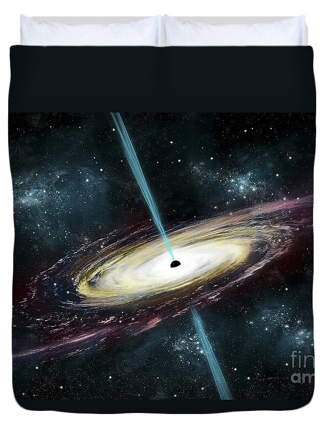 Astronomy Duvet Cover featuring the digital art A Black Hole In Interstellar Space by Marc Ward