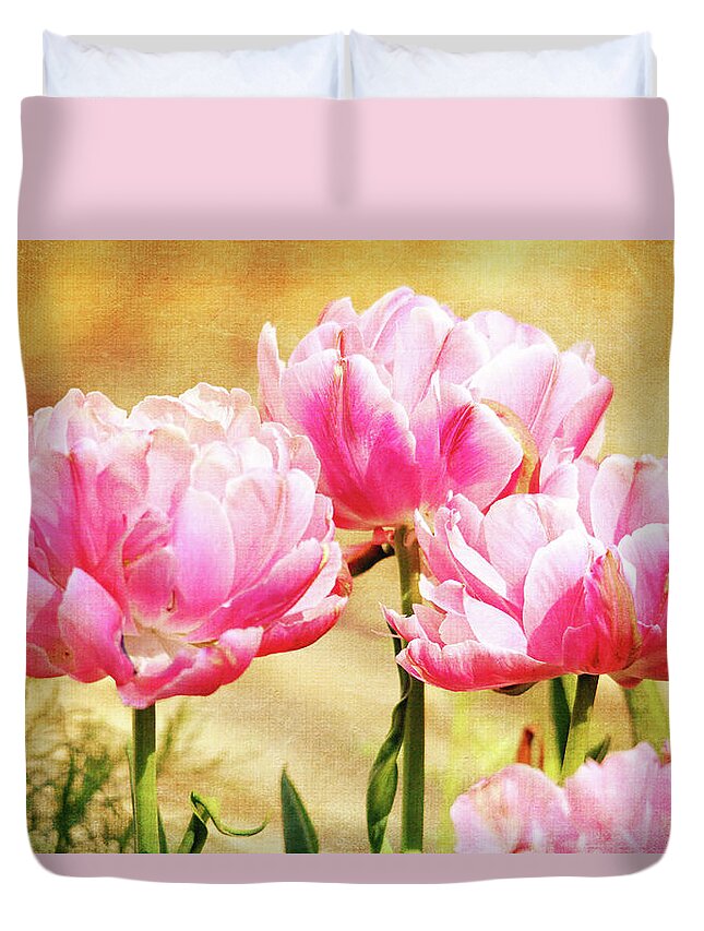 Floral Duvet Cover featuring the photograph A Bouquet of Tulips by Trina Ansel