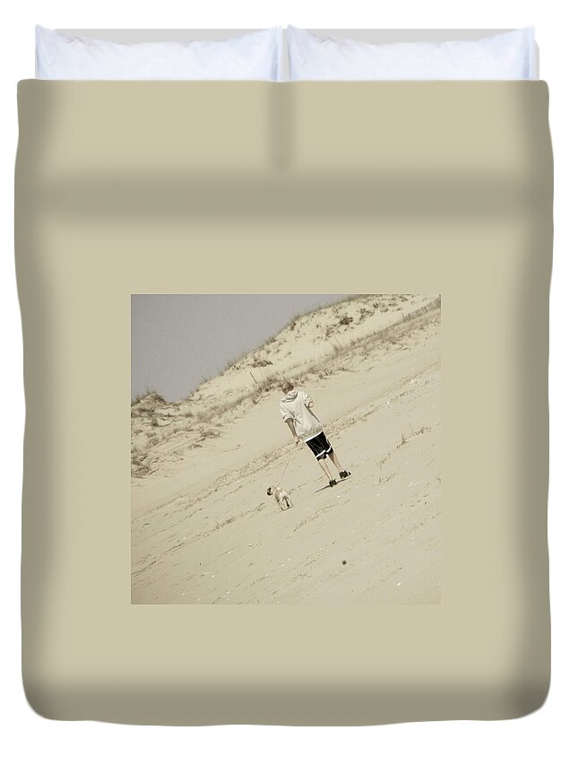  Duvet Cover featuring the photograph A Boy And His Dog by Trish Tritz