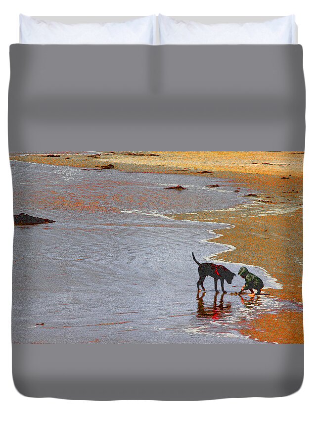Curious Duvet Cover featuring the photograph A Boy's Best Friend by Ross Lewis