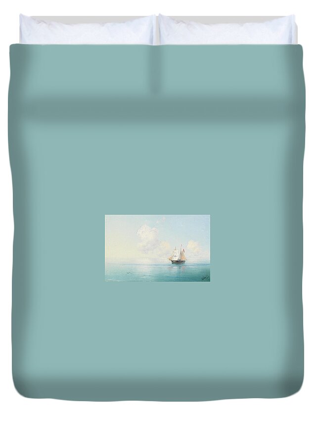 Ivan Konstantinovich Aivazovsky (russian Duvet Cover featuring the painting A Calm Morning at Sea by MotionAge Designs