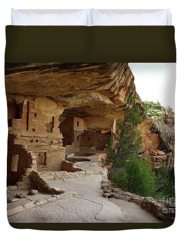 Mesa Duvet Cover featuring the photograph A Cliff Dwelling - Balcony House Mesa Verde by Christiane Schulze Art And Photography