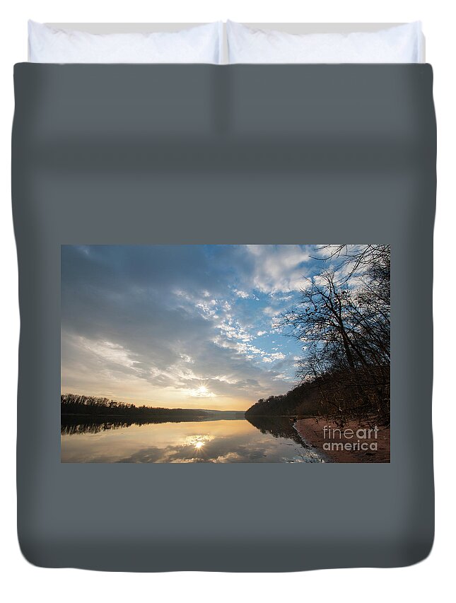 Connecticut Duvet Cover featuring the photograph A Cold Day on The Connecticut - Connecticut River During Winter by JG Coleman