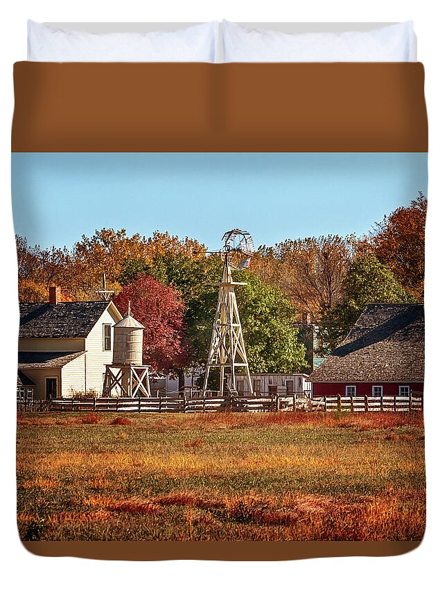 Farm Duvet Cover featuring the photograph A Country Autumn by Susan Rissi Tregoning