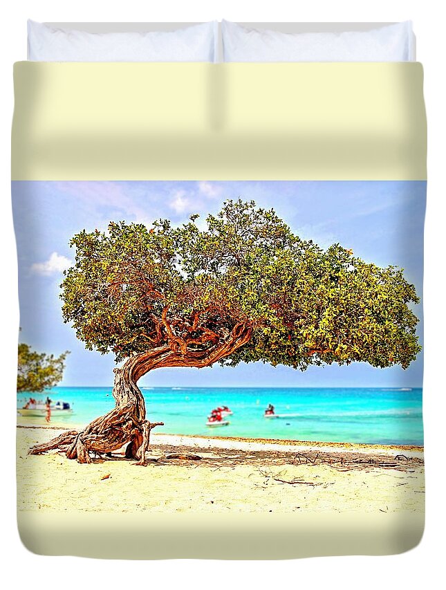 Aruba Duvet Cover featuring the photograph A Day At Eagle Beach by DJ Florek
