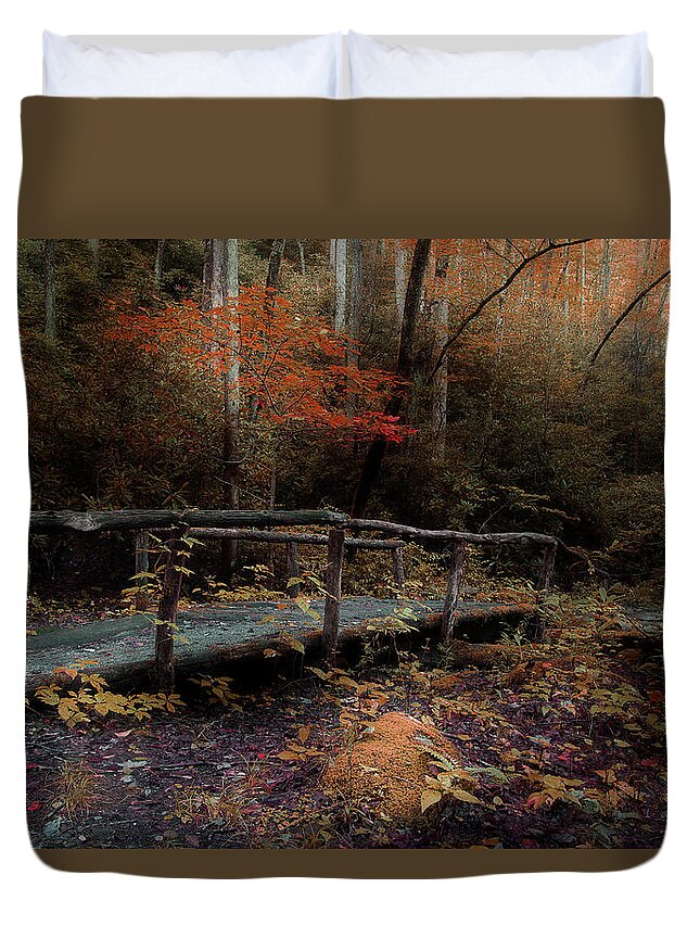Nature Trail Bridge Duvet Cover featuring the photograph A Day Hiking by Mike Eingle