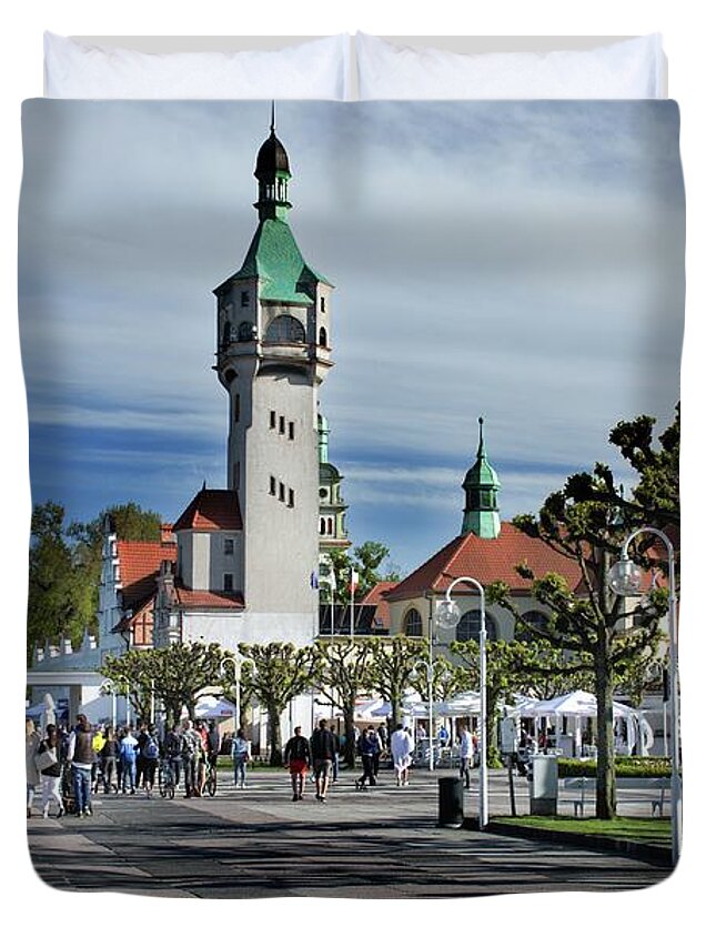 Sopot Duvet Cover featuring the photograph A Day in Sopot by Robert Grac