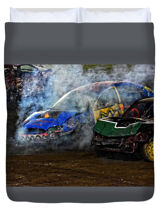 Demo Duvet Cover featuring the photograph A Demo Fire by Mike Martin