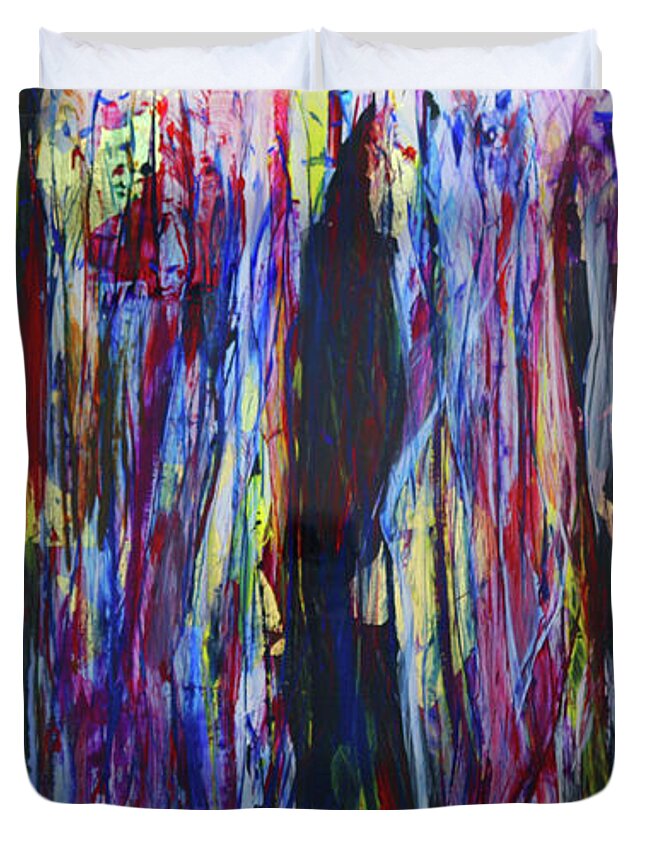 Abstract Duvet Cover featuring the painting A Face In The Crowd by Jack Diamond