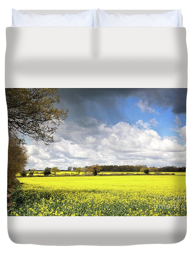 Rape Duvet Cover featuring the photograph A field of rape flowers by Jane Rix