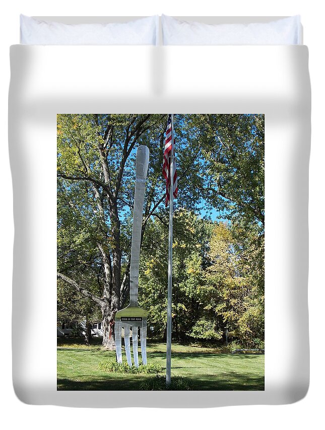 Fork Duvet Cover featuring the photograph A Fork in the Road 1 by Nina Kindred