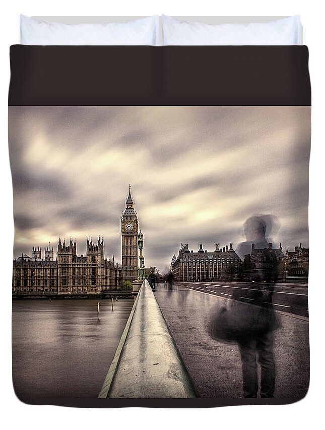 Westminster Duvet Cover featuring the photograph A Ghostly Figure by Martin Newman