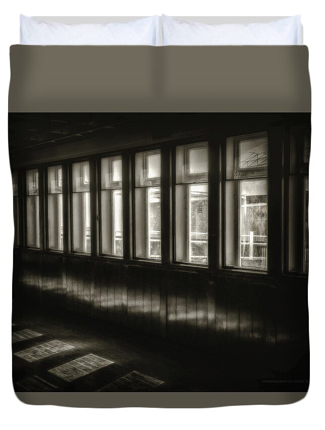 Windows Duvet Cover featuring the photograph A Glimps From The Dark by Denise Dube
