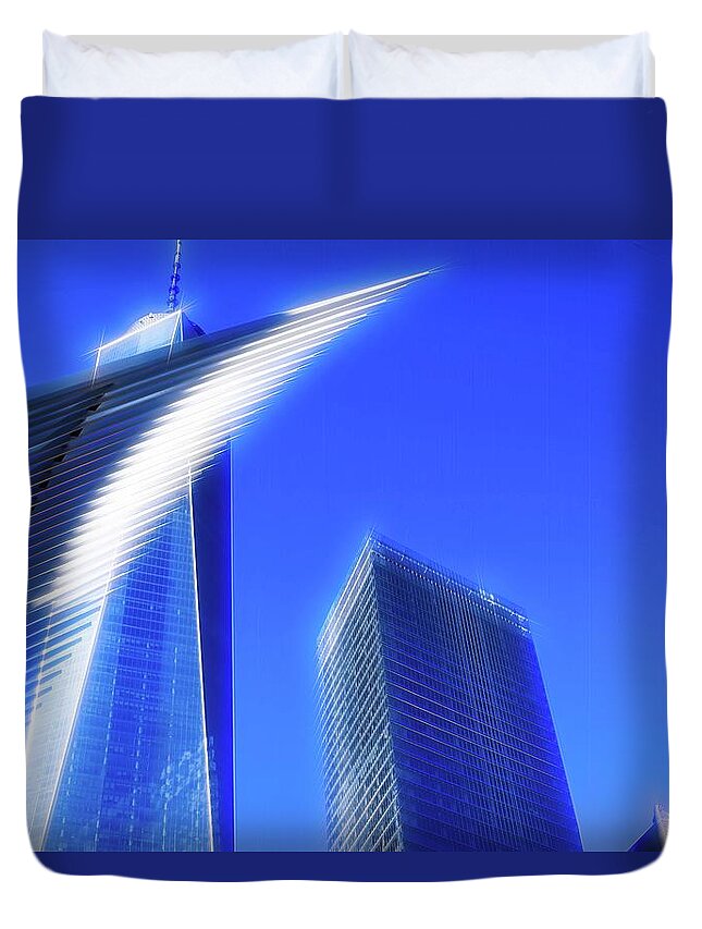 Oculus Duvet Cover featuring the photograph A Glimpse of the Oculus - New York's Financial District by Dyle Warren