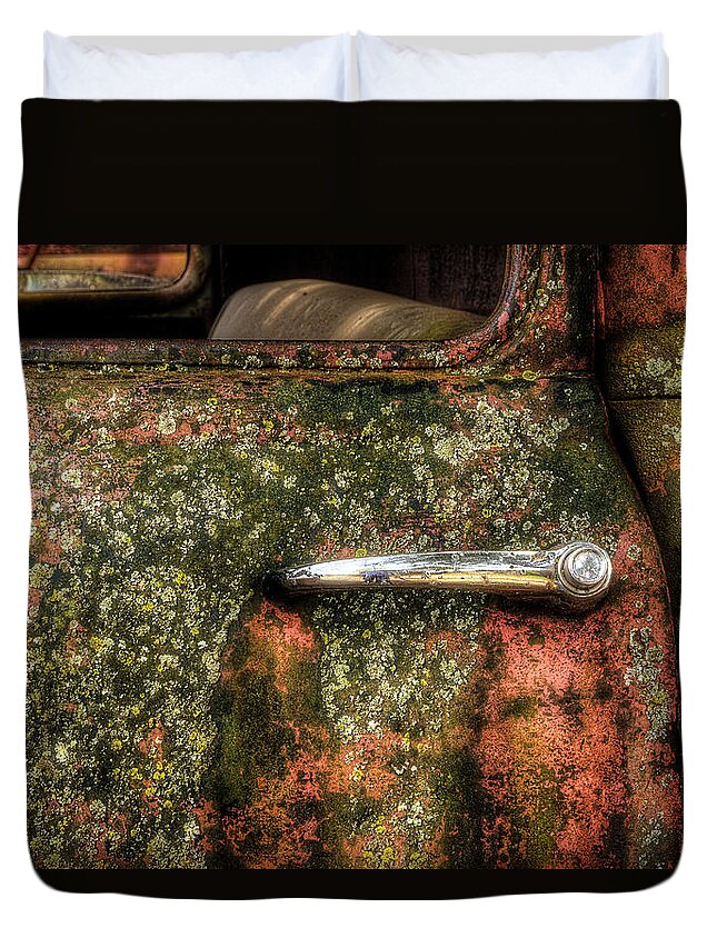 Truck Duvet Cover featuring the photograph A Handle In Time by Mike Eingle