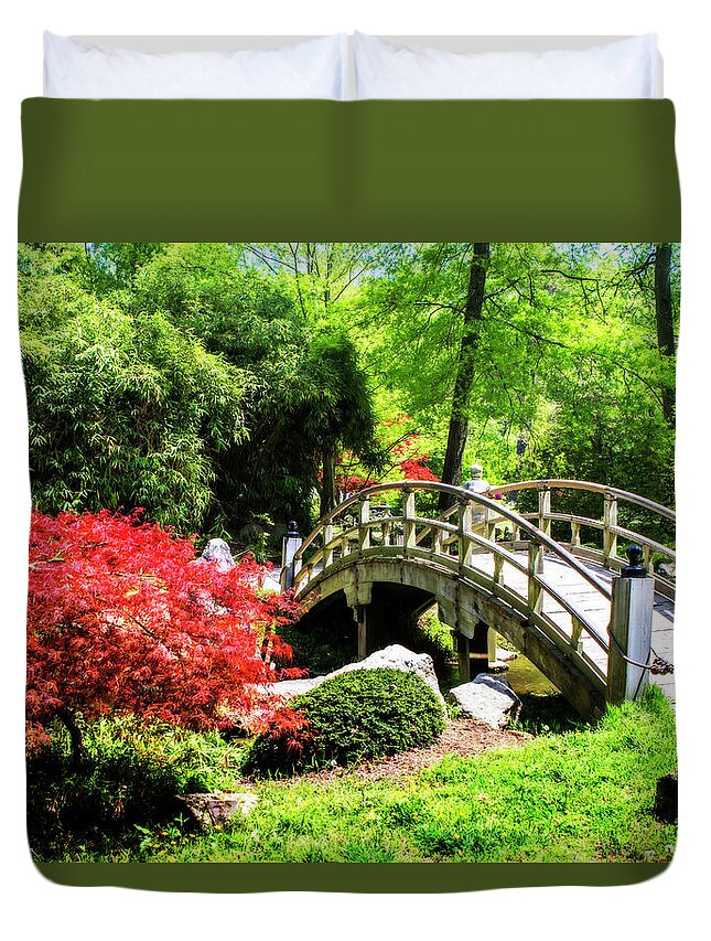 Color Duvet Cover featuring the photograph A Japanese Garden -2 by Alan Hausenflock
