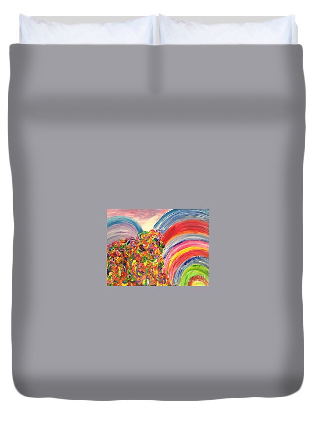 A Joyful Noise Duvet Cover featuring the painting A Joyful Noise by Sarahleah Hankes