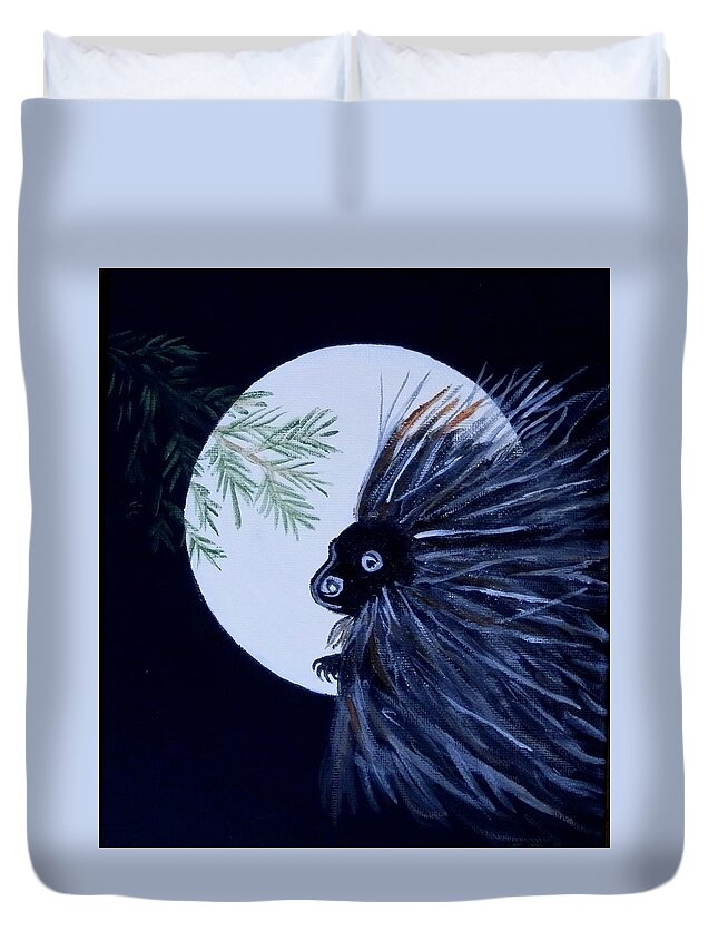 Night Duvet Cover featuring the painting A Knight in the Woods by Carolyn Cable
