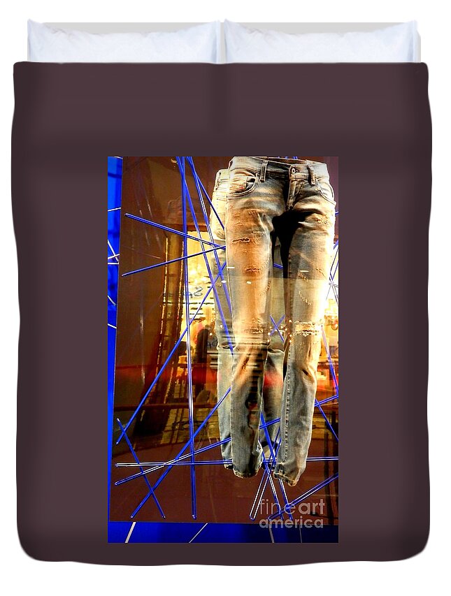 Jeans Duvet Cover featuring the photograph A Levi story by Barbara Leigh Art