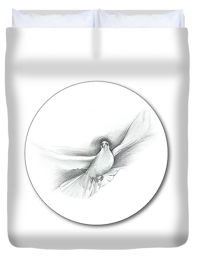 Digital Art Duvet Cover featuring the drawing A little peace - Thank you by Ian Anderson
