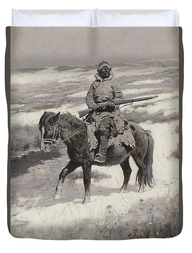 A Manchurian Bandit Duvet Cover featuring the painting A Manchurian Bandit by Frederic Remington