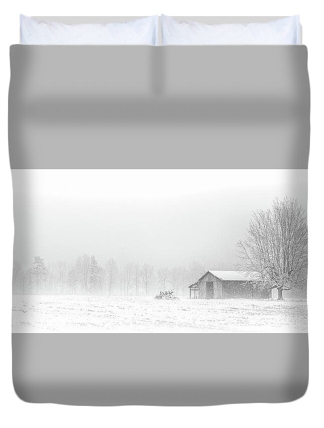 Kentucky Duvet Cover featuring the photograph A Midland Snow Storm by Randall Evans