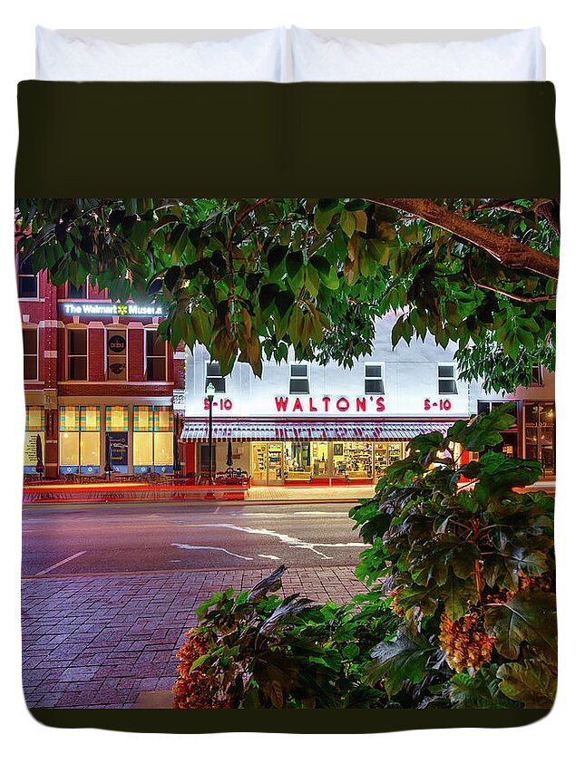 America Duvet Cover featuring the photograph A Night On The Bentonville Arkansas Square by Gregory Ballos