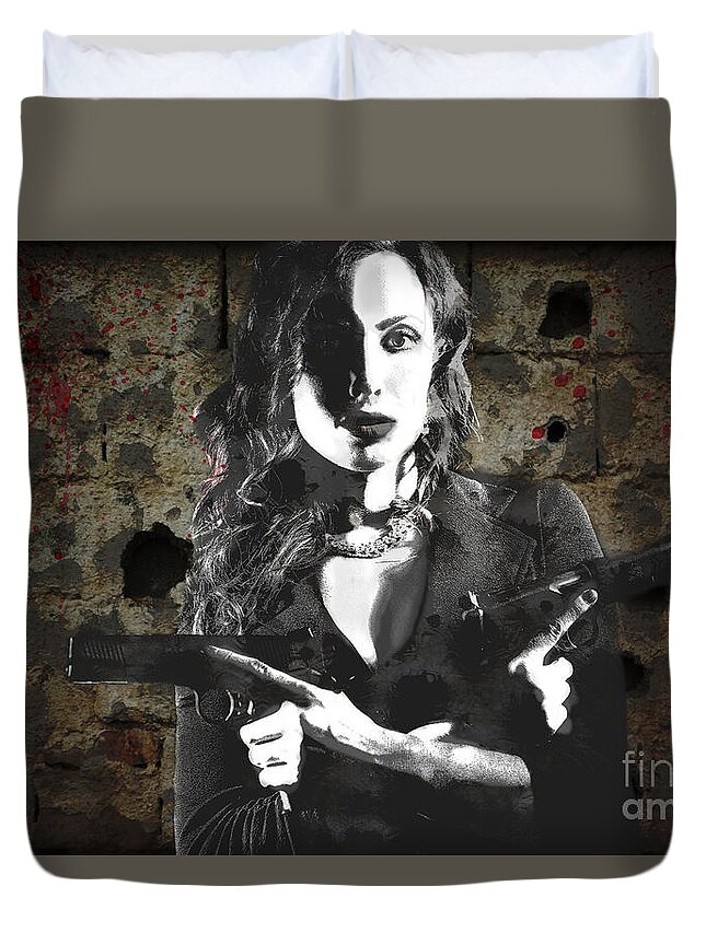 Girl Duvet Cover featuring the photograph A pair of 1911 by David Bazabal Studios
