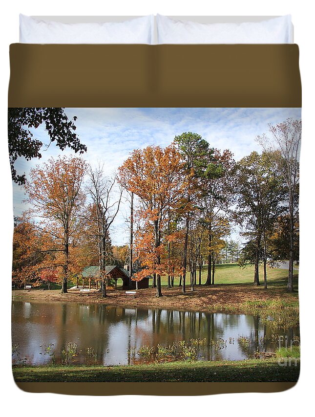 Pond Duvet Cover featuring the photograph A Peaceful Spot by Allen Nice-Webb