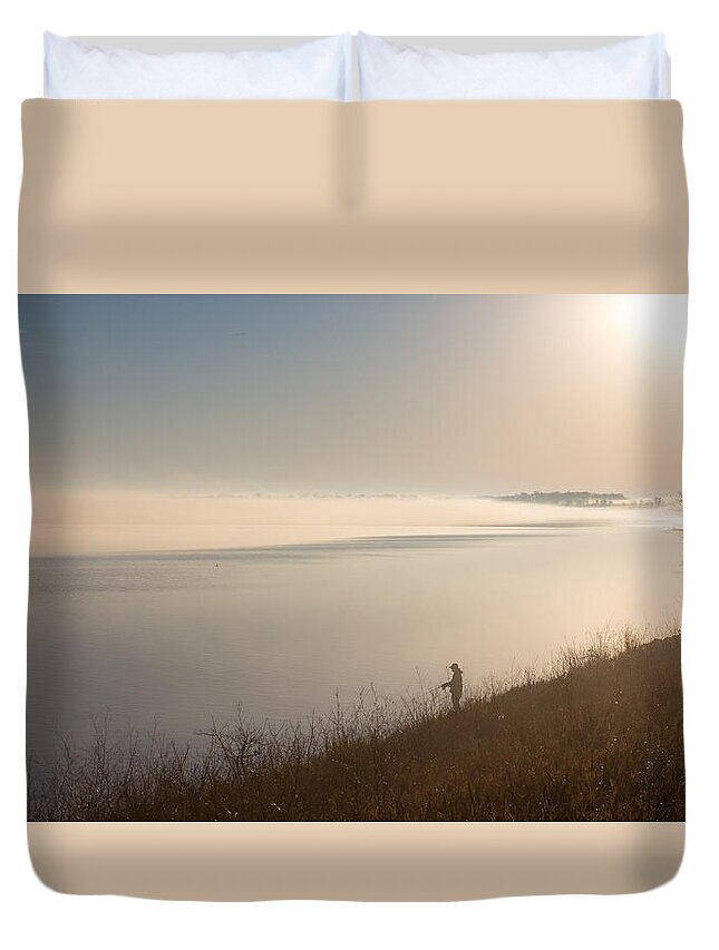 Fishing Duvet Cover featuring the photograph A Perfect Morning by Penny Meyers