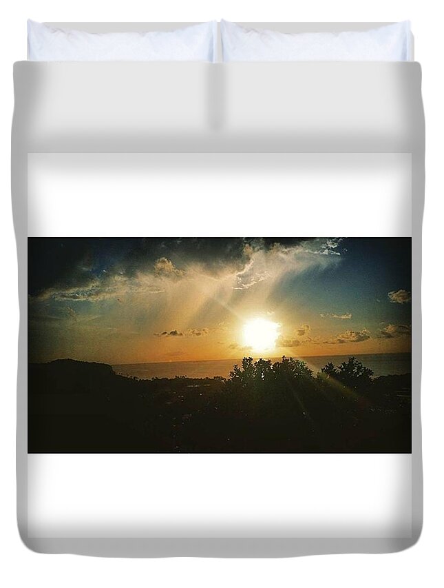 Cloudscape Duvet Cover featuring the photograph A Perfect Sunset by Vicki Giannakopoulos