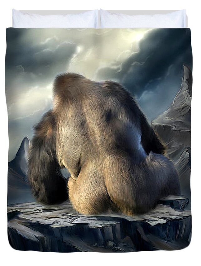 Silverback Gorilla Duvet Cover featuring the mixed media A Place To Be by Carol Cavalaris