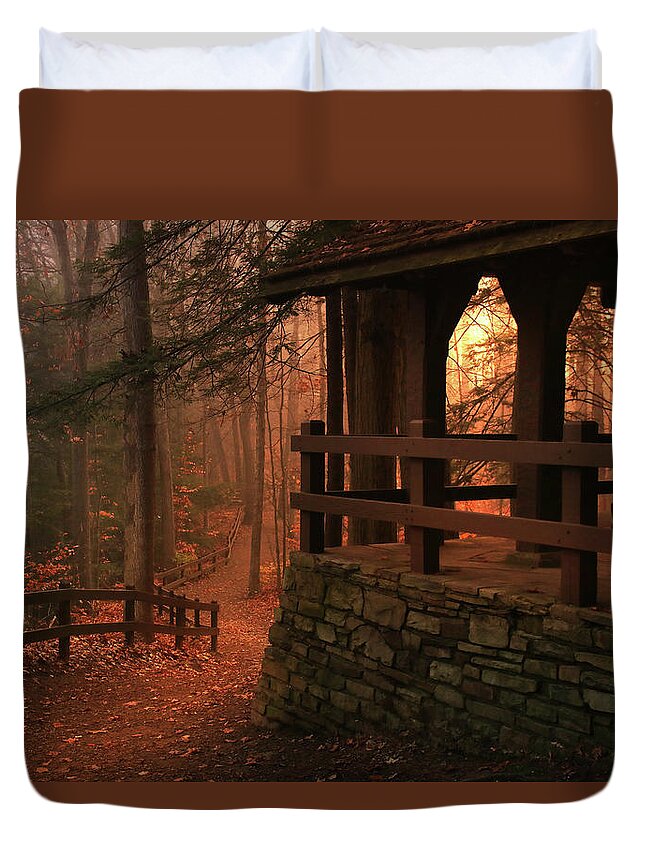 Pavillion Duvet Cover featuring the photograph A Place to Think by Rob Blair