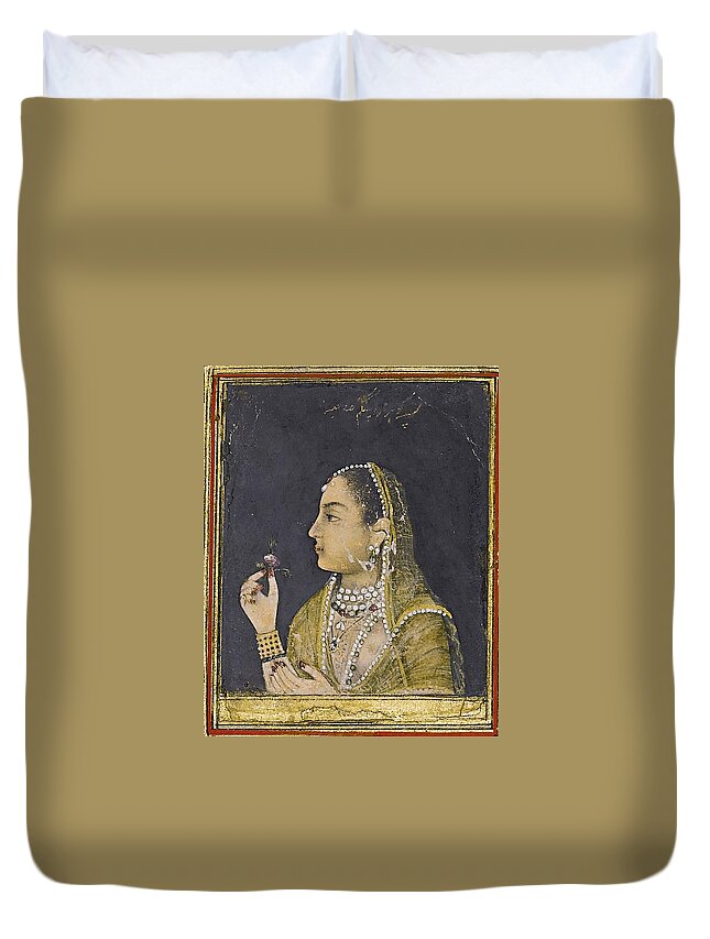 A Portrait Of Jahanara Begum Duvet Cover featuring the painting A portrait of Jahanara Begum by MotionAge Designs
