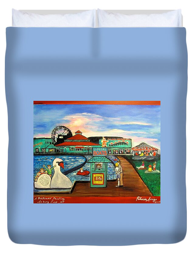 Asbury Park Art Duvet Cover featuring the painting A Postcard Memory by Patricia Arroyo