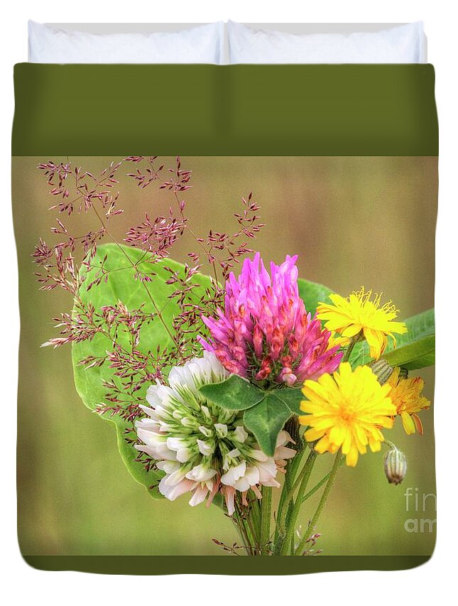 Flower Duvet Cover featuring the photograph A Posy from the Meadows by Heiko Koehrer-Wagner