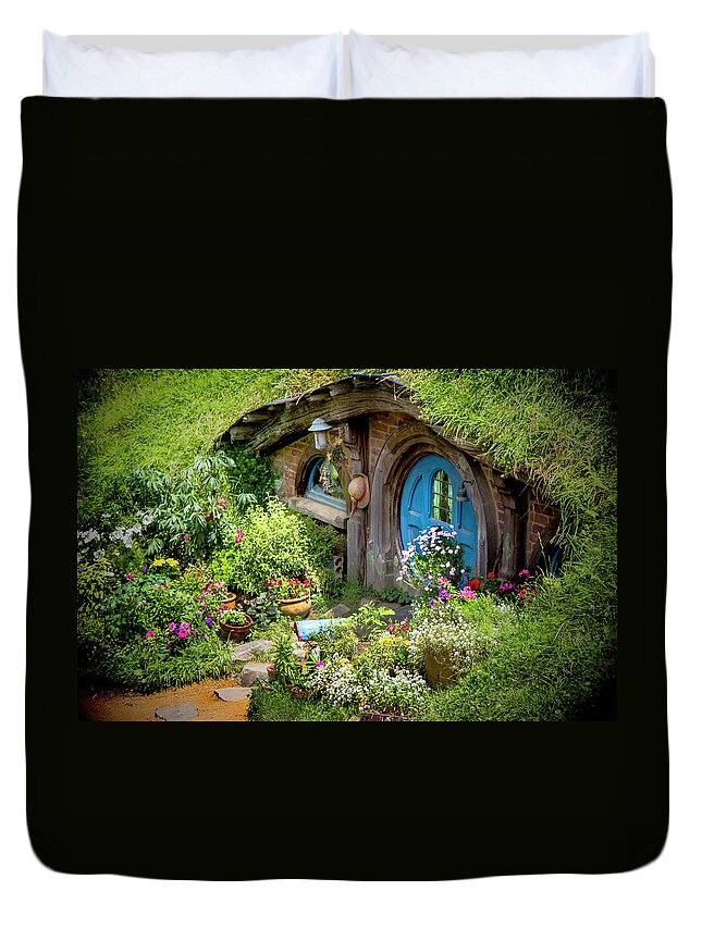 Hobbits Duvet Cover featuring the photograph A Pretty Hobbit Hole by Kathryn McBride