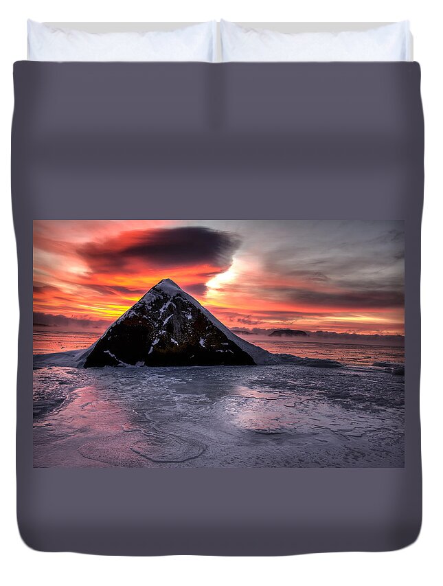 Sunrise Duvet Cover featuring the photograph A Pyramid by Jakub Sisak