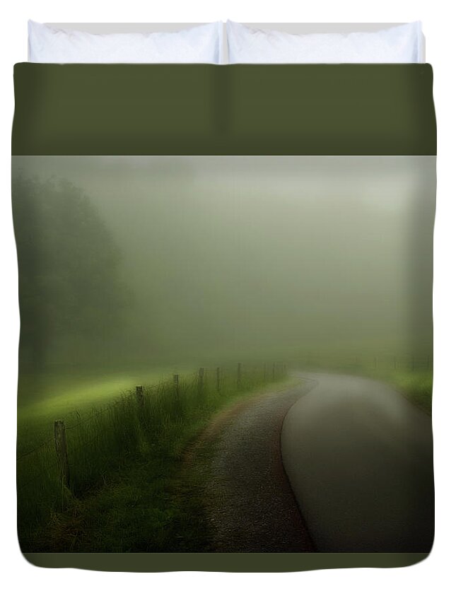 Cades Cove Duvet Cover featuring the photograph A Quiet Morning 2 by Mike Eingle