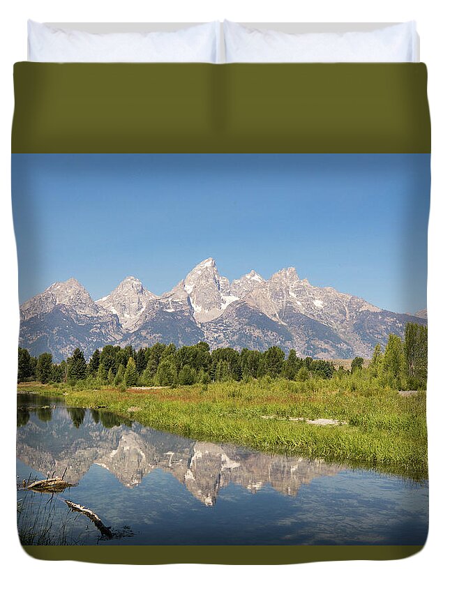 Photosbymch Duvet Cover featuring the photograph A Reflection of the Tetons by M C Hood