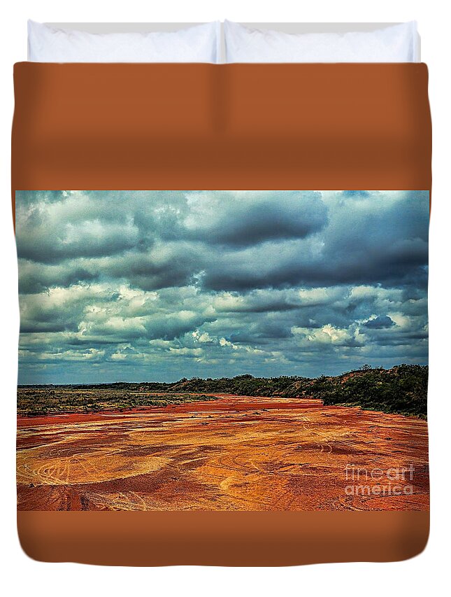 Landscape Duvet Cover featuring the photograph A River of Red Sand by Diana Mary Sharpton