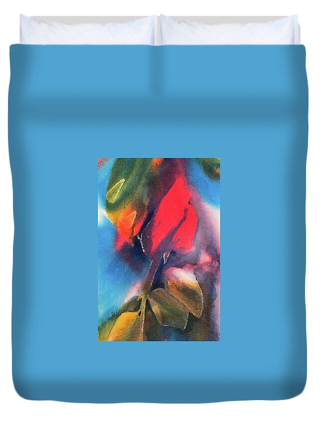Watercolor Duvet Cover featuring the painting A Rose By Any Other Name by Lee Beuther