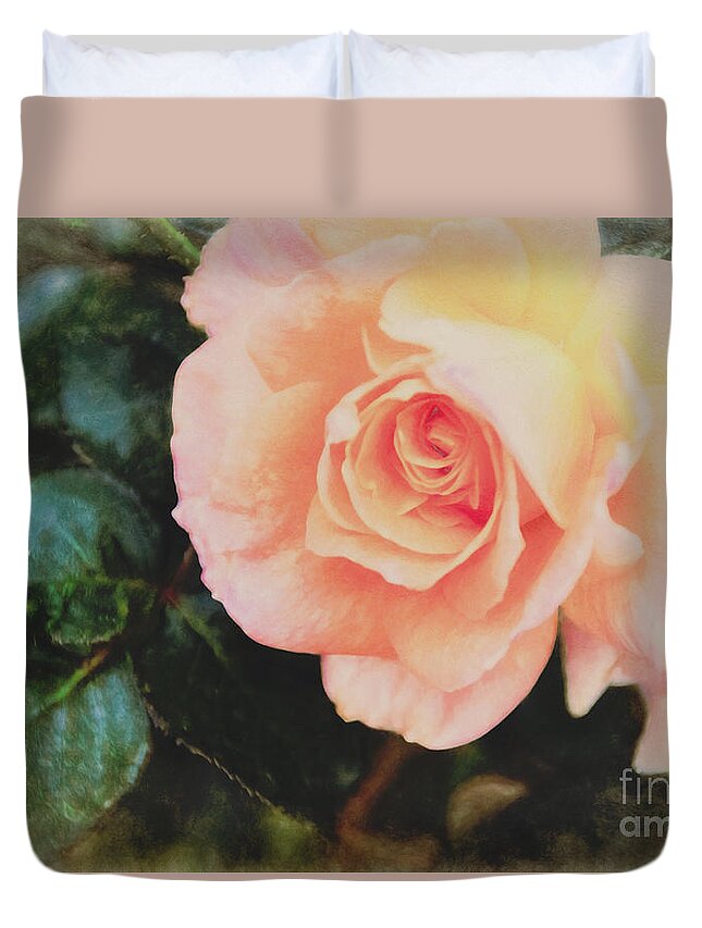 Nature Duvet Cover featuring the painting A Rose For Kathleen by Janice Pariza