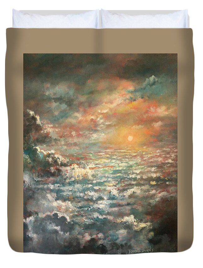 Sea Duvet Cover featuring the painting A Sea of Clouds by Rand Burns